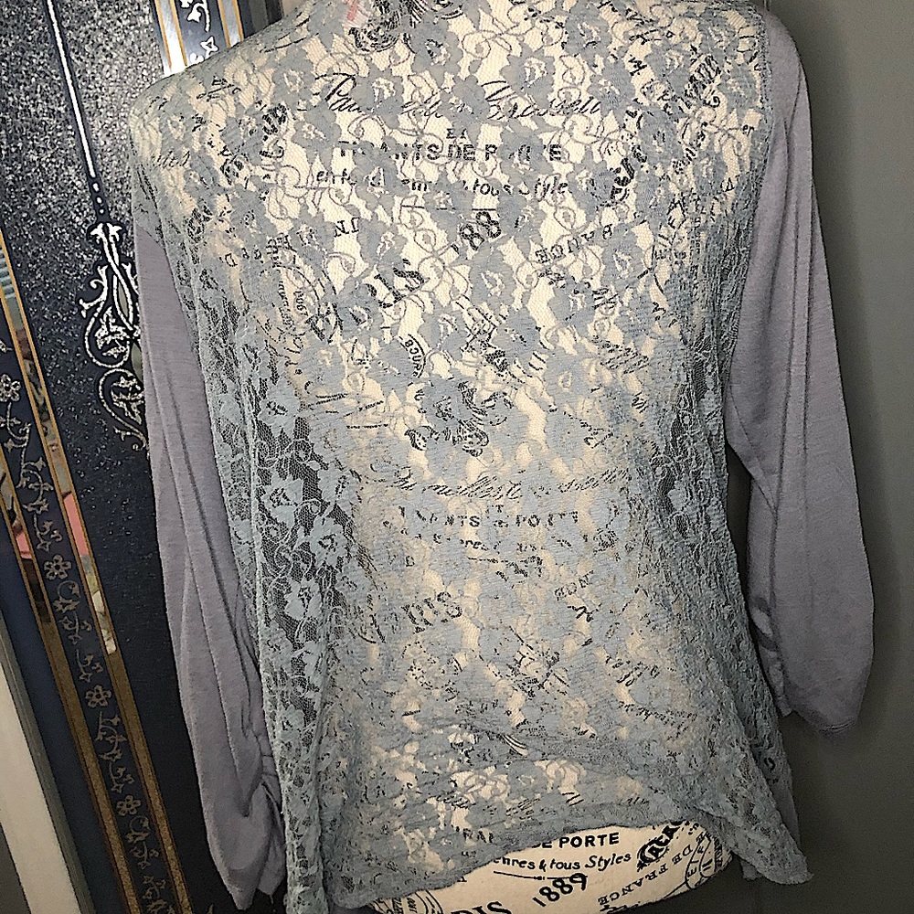 Floral gray cardigan